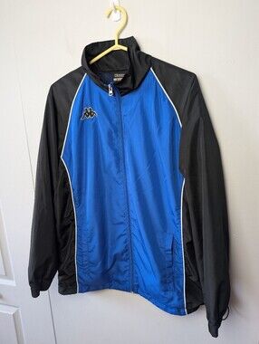 KAPPA Lightweight Coat Size Medium Y2K Zipper Closure Black And Blue Pockets